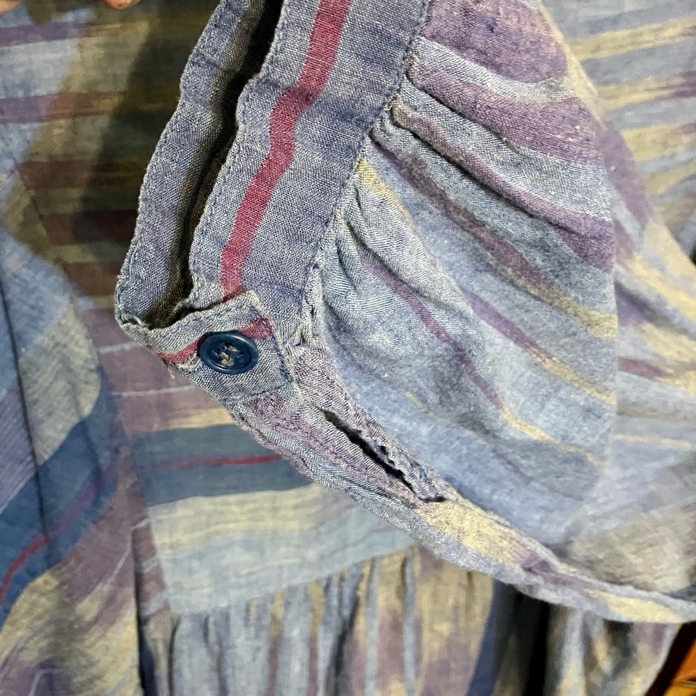 Blue Tassel Boho Striped Blue and Purple Long Sleeve Tunic - Picture 5 of 5